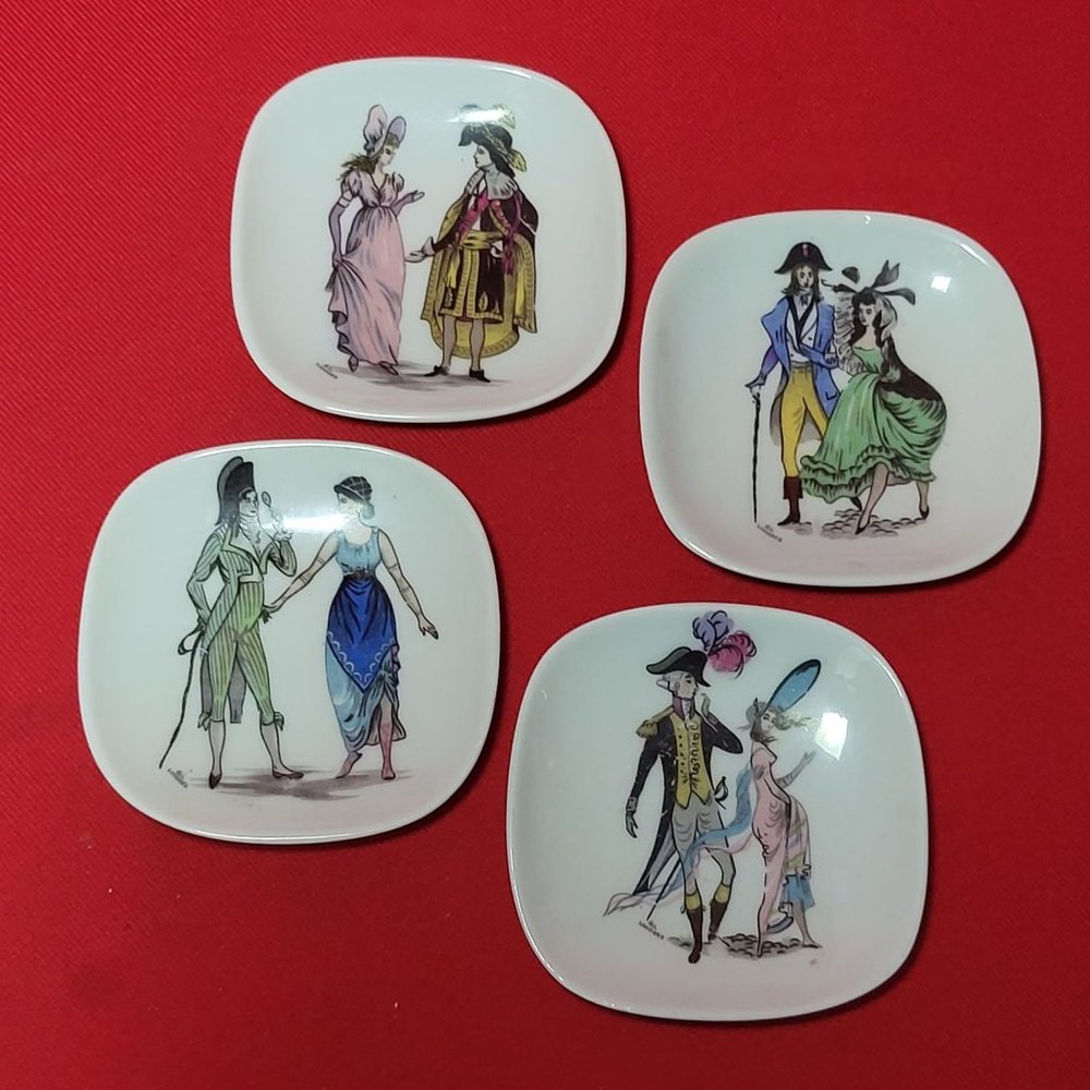 VTG Porcelaine Limoges Made in France Mini Plate 3" Set of 4